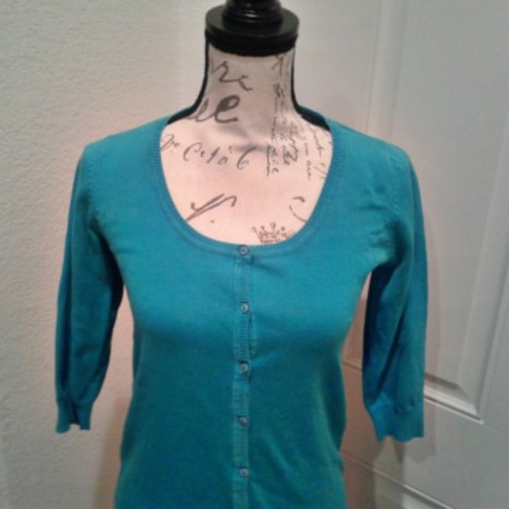 Zara Fitted Turquoise Lightweight Cardigan  Sz M